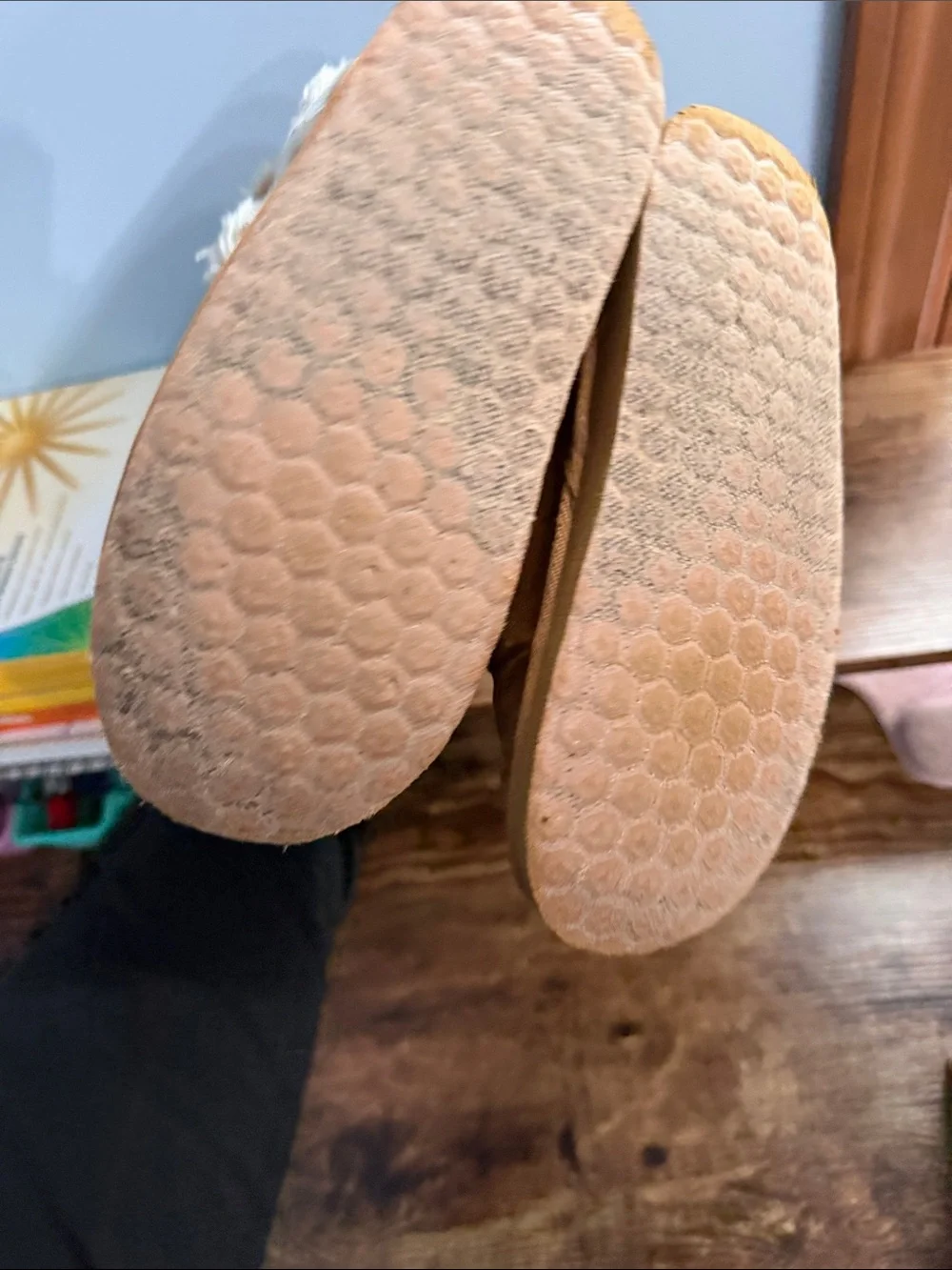 Kids Tan Faux-Suede Winter Boots with Cream Fur Trim